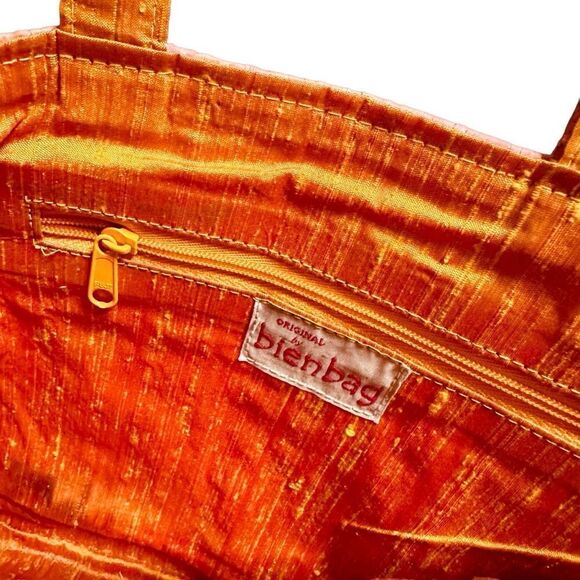 Original by Bienbag pink woven raffia handbag with pineapples motif silk lined - Picture 6 of 9